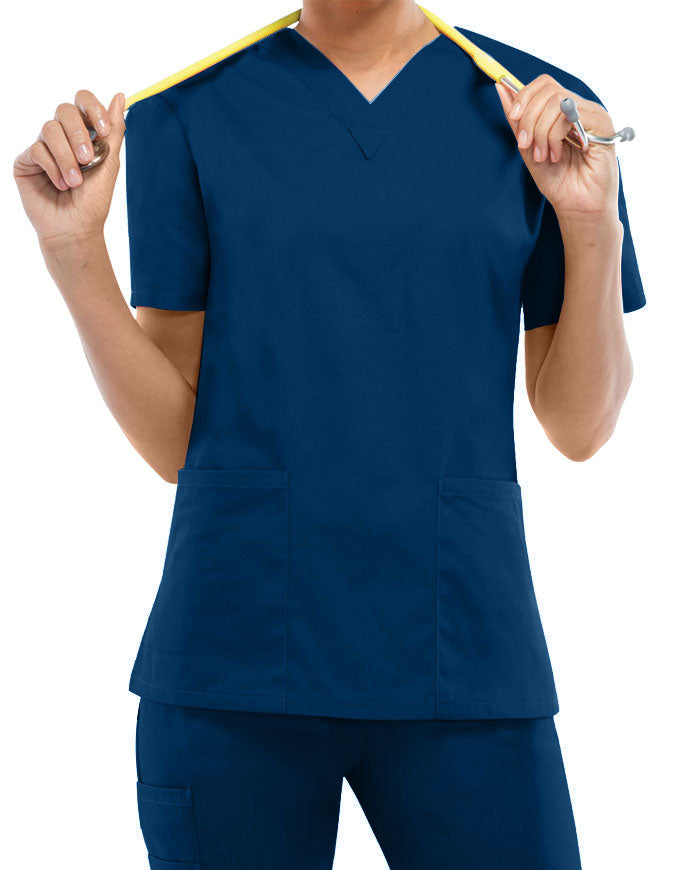 Dickies EDS 27 Inch Women's V-Neck Scrub Top Navy