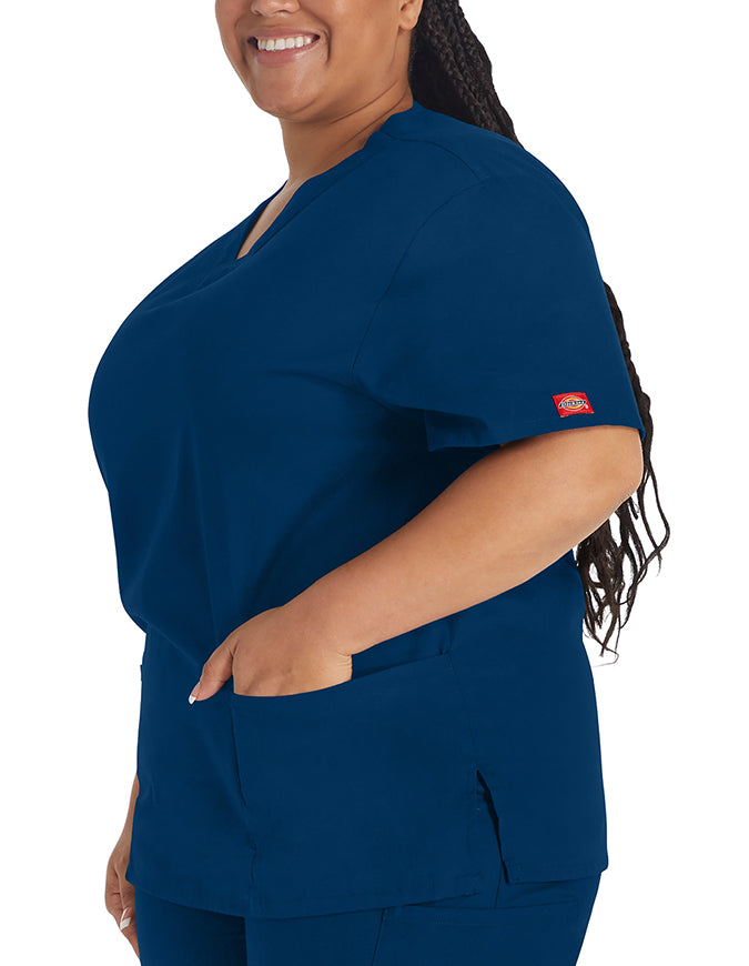 Dickies EDS 27 Inch Women's V-Neck Scrub Top Navy