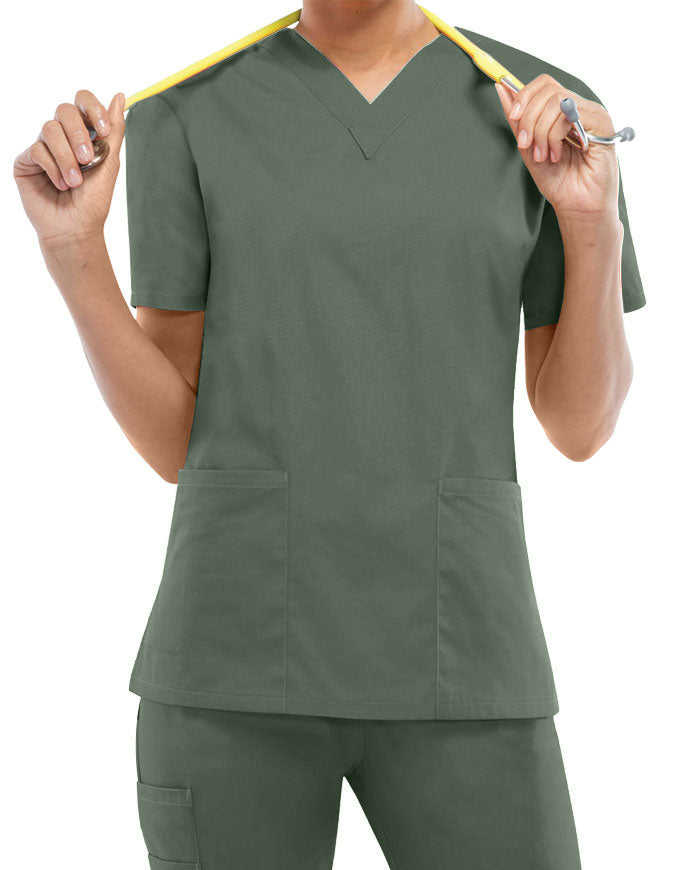 Dickies EDS 27 Inch Women's V-Neck Scrub Top olive