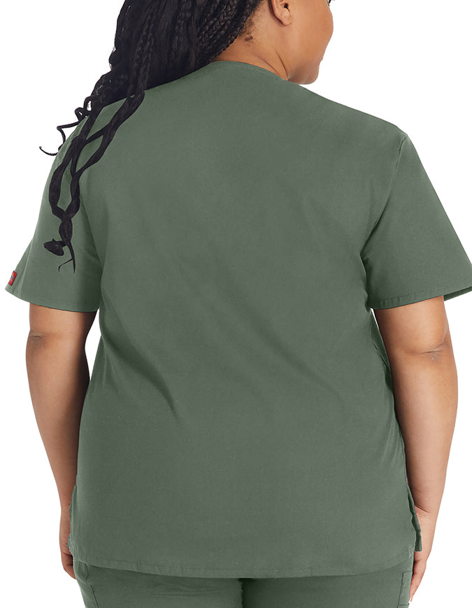 Dickies EDS 27 Inch Women's V-Neck Scrub Top olive