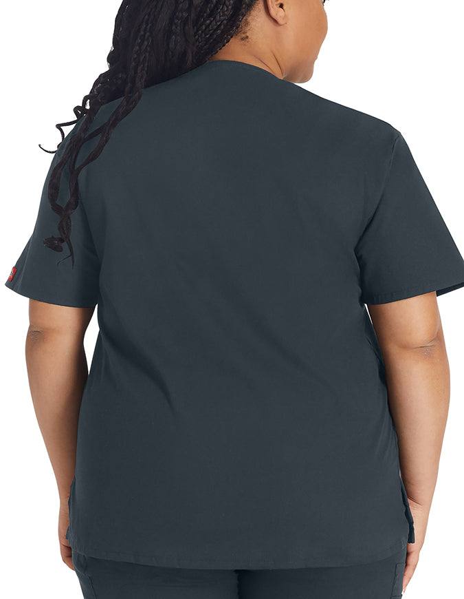 Dickies EDS 27 Inch Women's V-Neck Scrub Top Pewter