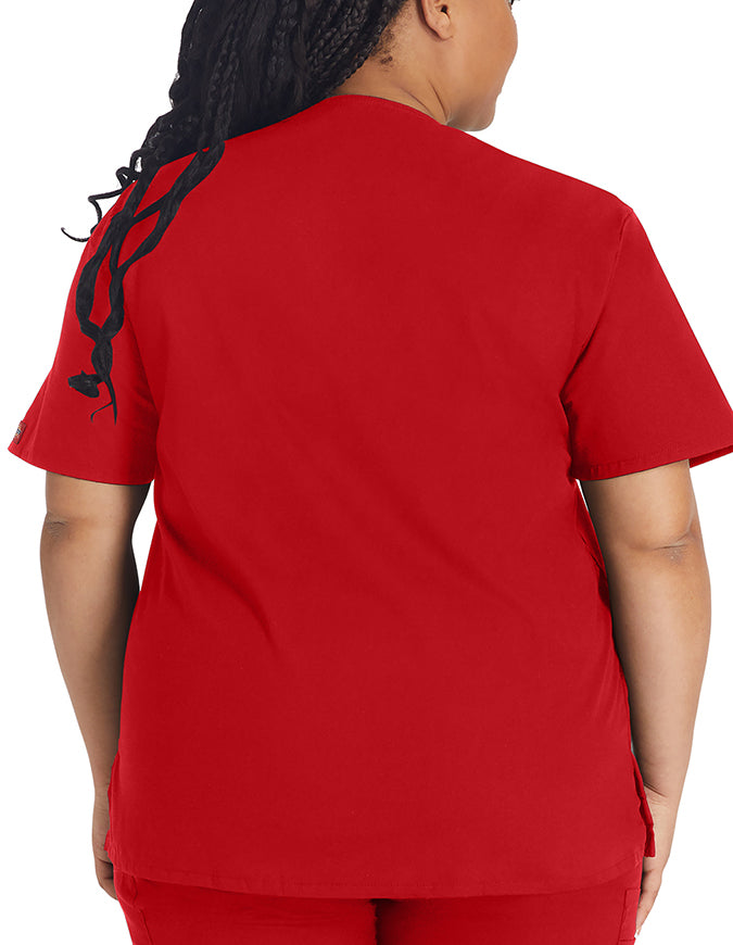 Dickies EDS 27 Inch Women's V-Neck Scrub Top Red