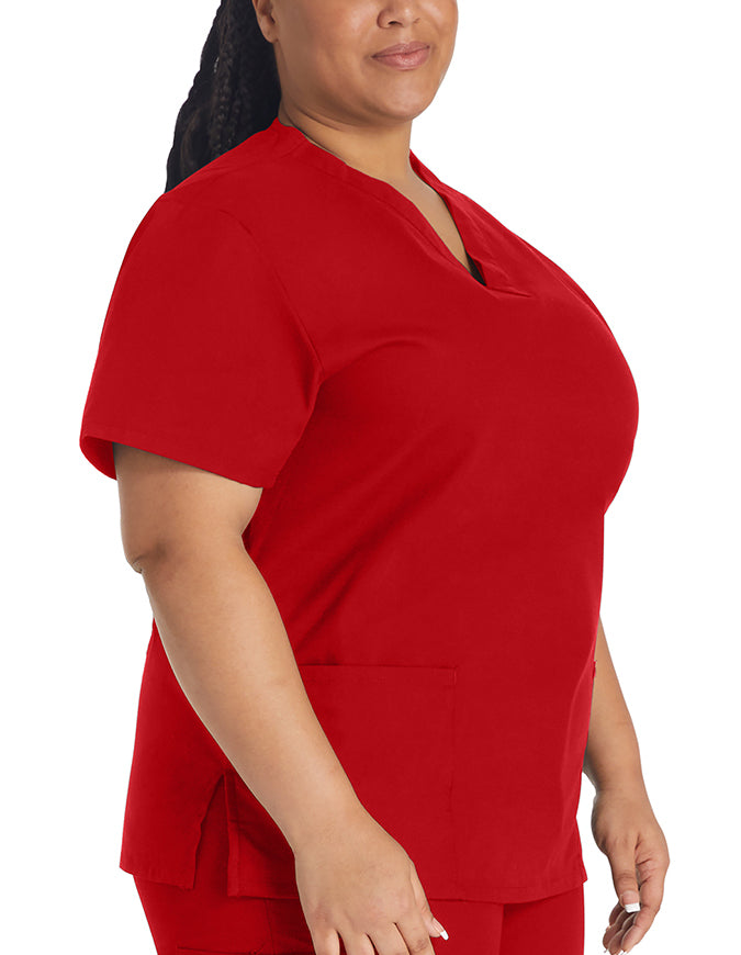 Dickies EDS 27 Inch Women's V-Neck Scrub Top Red