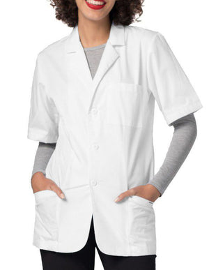 Adar Universal 31 Inch Unisex Consultation Short Sleeves Coat - White