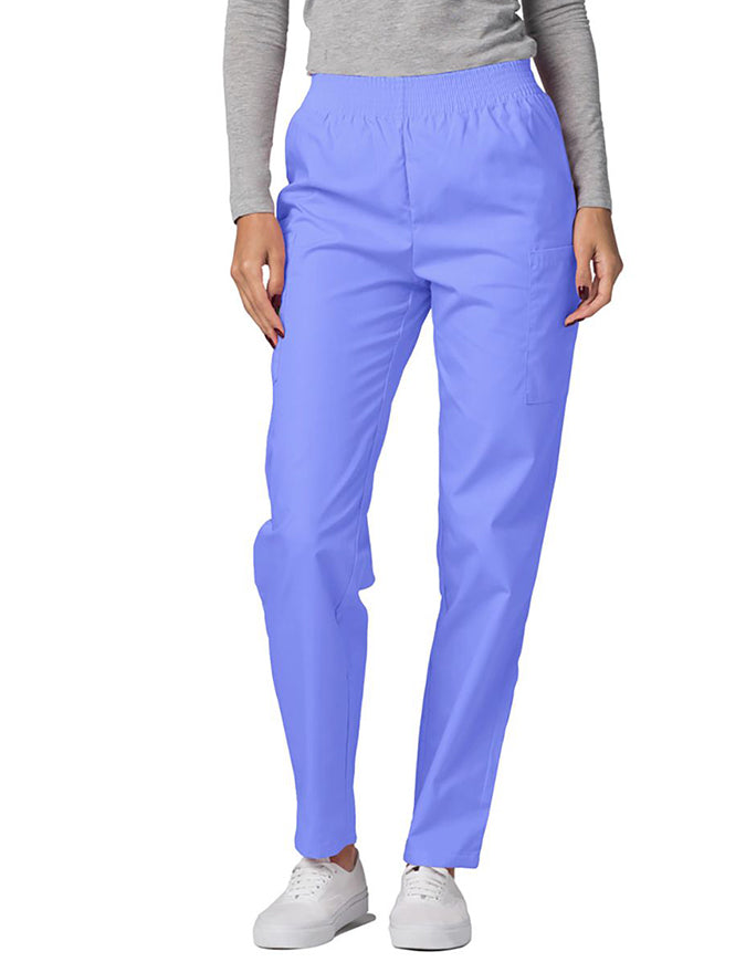 Adar 30 Inch Women Elastic Waist Cargo Scrub Pants Ceil Blue