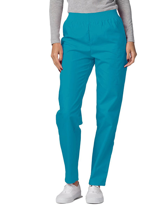 Adar 30 Inch Women Elastic Waist Cargo Scrub Pants Silver Teal Blue