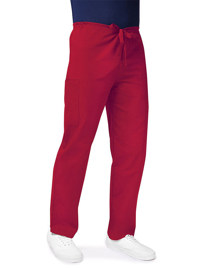 Adar Unisex Two Pockets Drawstring Scrub Pants Red