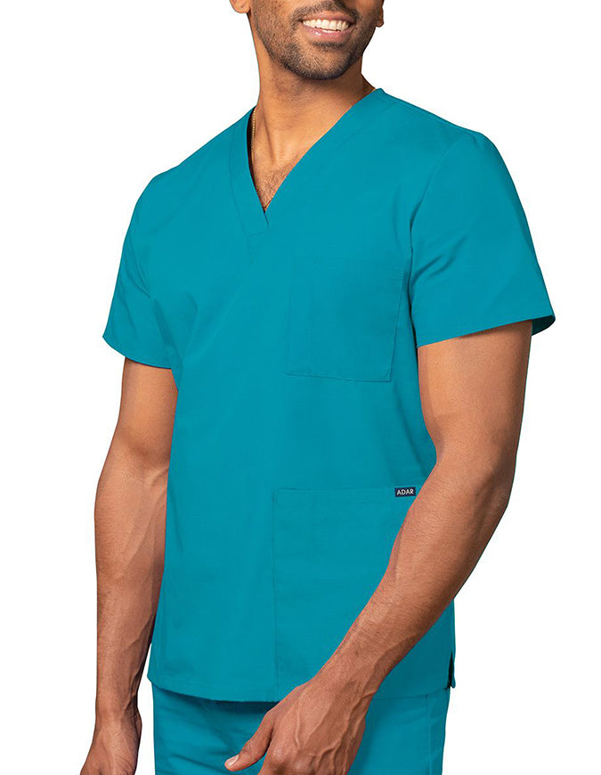 Adar 28.5 Inch Unisex V-Neck Nursing Scrub Top  Teal Blue