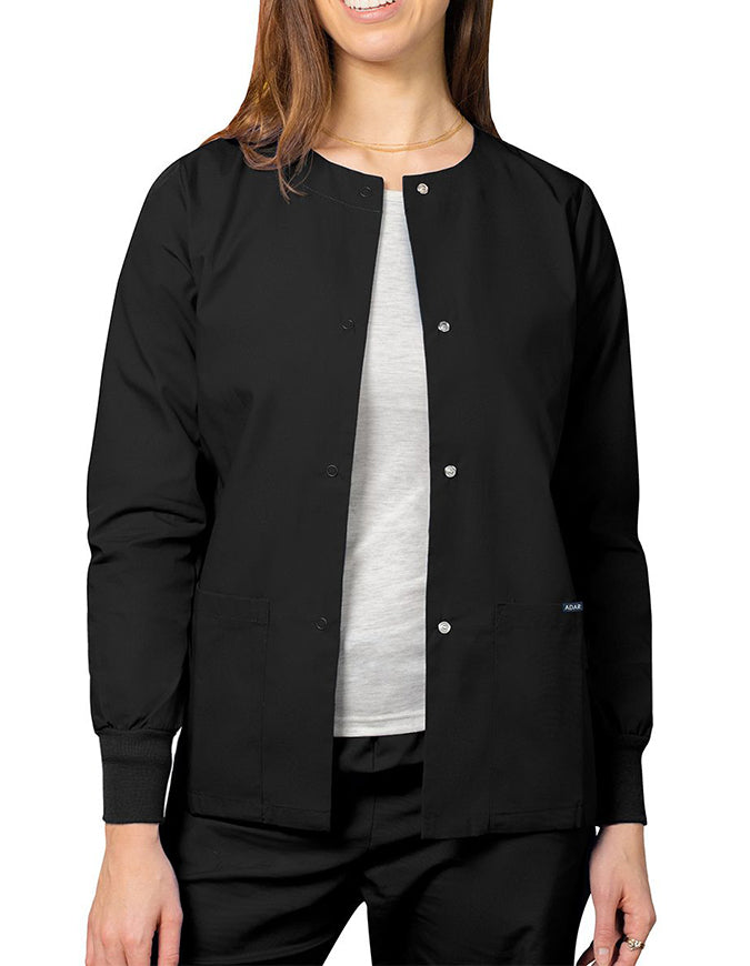 Adar 29 Inch Women's Two Pockets Warm Up Scrub Lab Jacket - Black