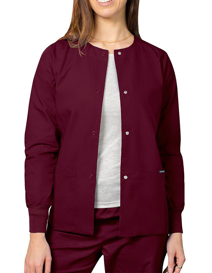 Adar 29 Inch Women's Two Pockets Warm Up Scrub Lab Jacket - Burgundy