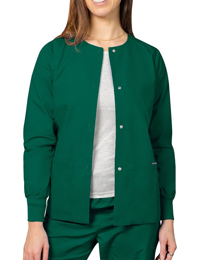 Adar 29 Inch Women's Two Pockets Warm Up Scrub Lab Jacket - Hunter Green