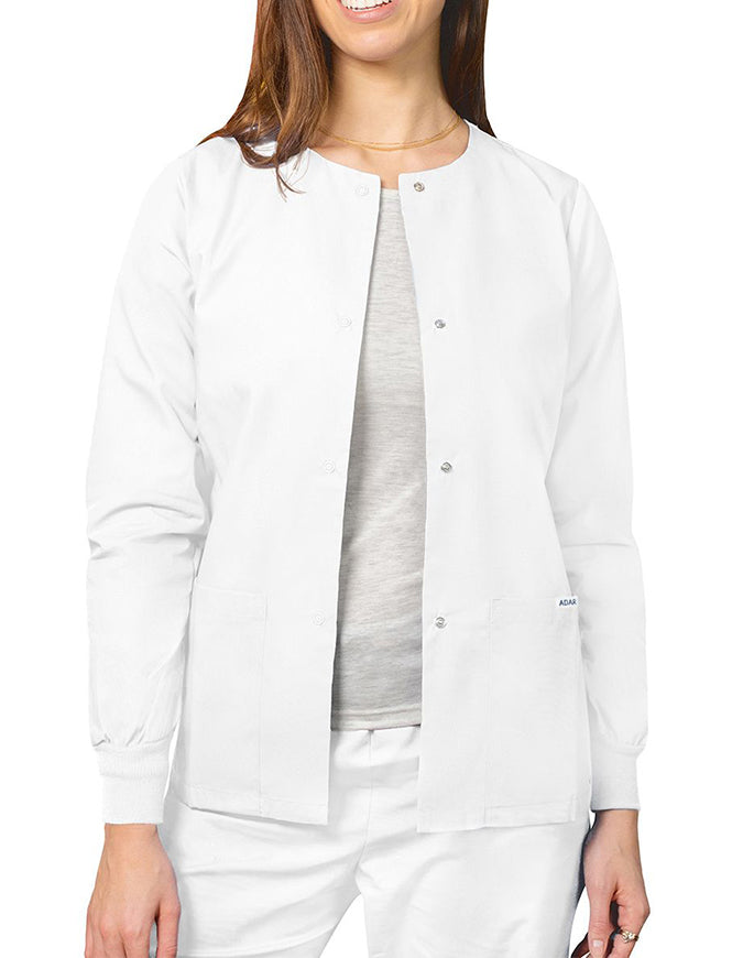 Adar 29 Inch Women's Two Pockets Warm Up Scrub Lab Jacket - White