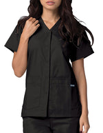 Adar 27.5 Inch Women's Snap-Front Nursing Scrub Top - Black