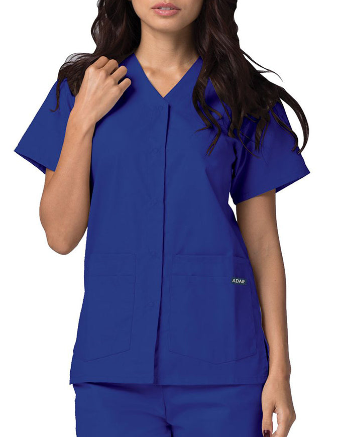 Adar 27.5 Inch Women's Snap-Front Nursing Scrub Top - Royal Blue