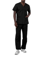 Adar Unisex V-neck Basic Scrub Set Black