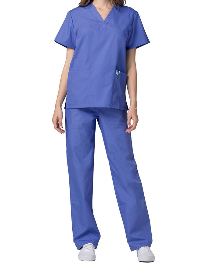 Adar Unisex V-neck Basic Scrub Set Ceil Blue