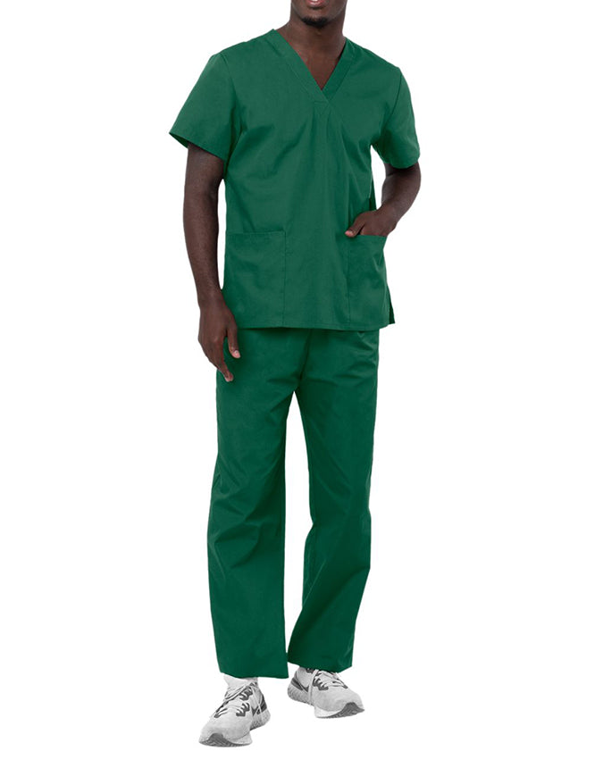 Adar Unisex V-neck Basic Scrub Set Hunter Green