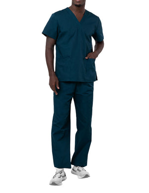 Adar Unisex V-neck Basic Scrub Set Caribbean Blue