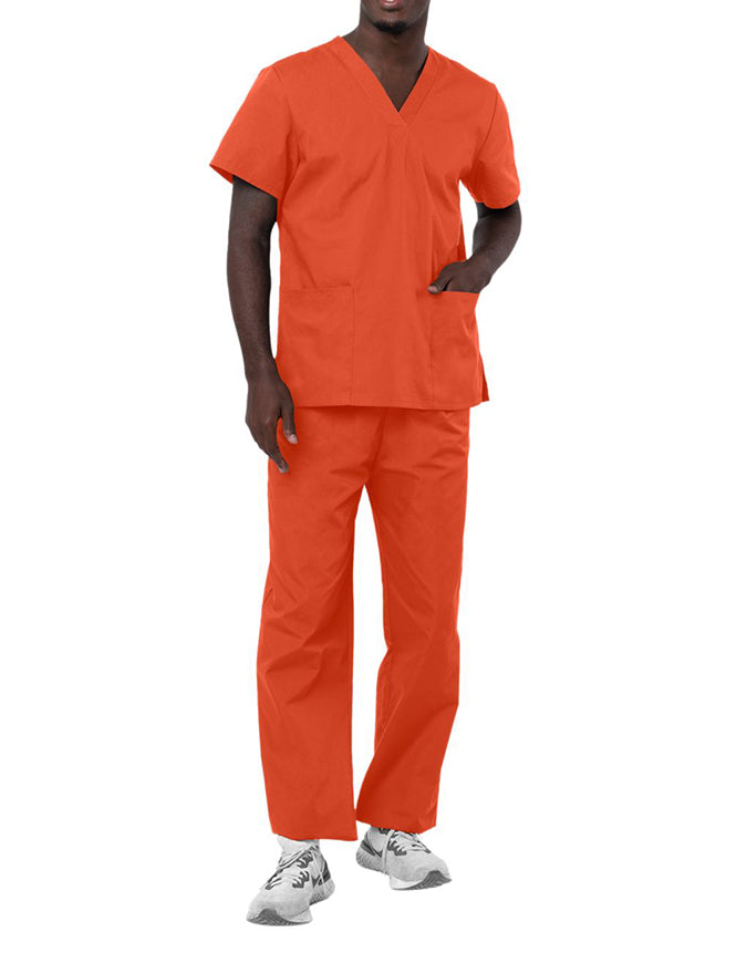 Adar Unisex V-neck Basic Scrub Set Mandarin Orange