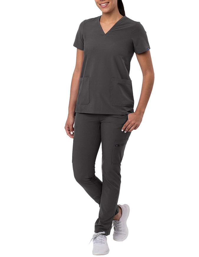 ADAR Addition Women's Go-Basic Scrub Set - pewter