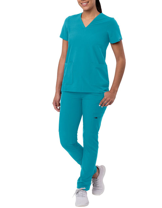 ADAR Addition Women's Go-Basic Scrub Set - teal Blue