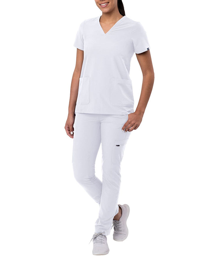 ADAR Addition Women's Go-Basic Scrub Set - White