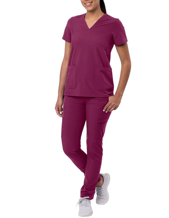 ADAR Addition Women's Go-Basic Scrub Set - wine