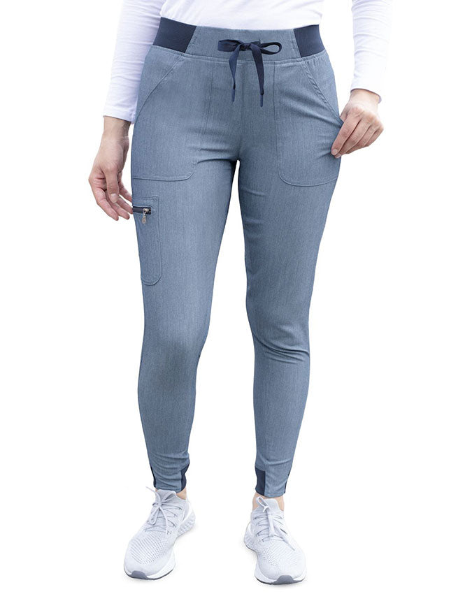 Adar Pro Women's Yoga Jogger Skinny Pant - Heather Navy