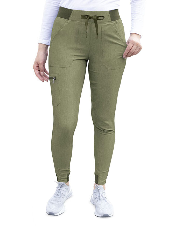 Adar Pro Women's Yoga Jogger Skinny Pant - Heather Olive