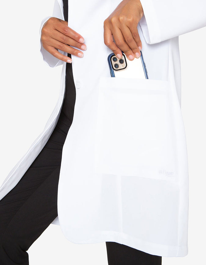 Grey's Anatomy 35 Inch Women's Two Pocket Stretch Medical Lab Coat - White