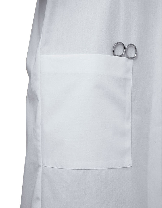 40 Inch Three Pockets Free Embroidery Unisex Long Laboratory Coat - White