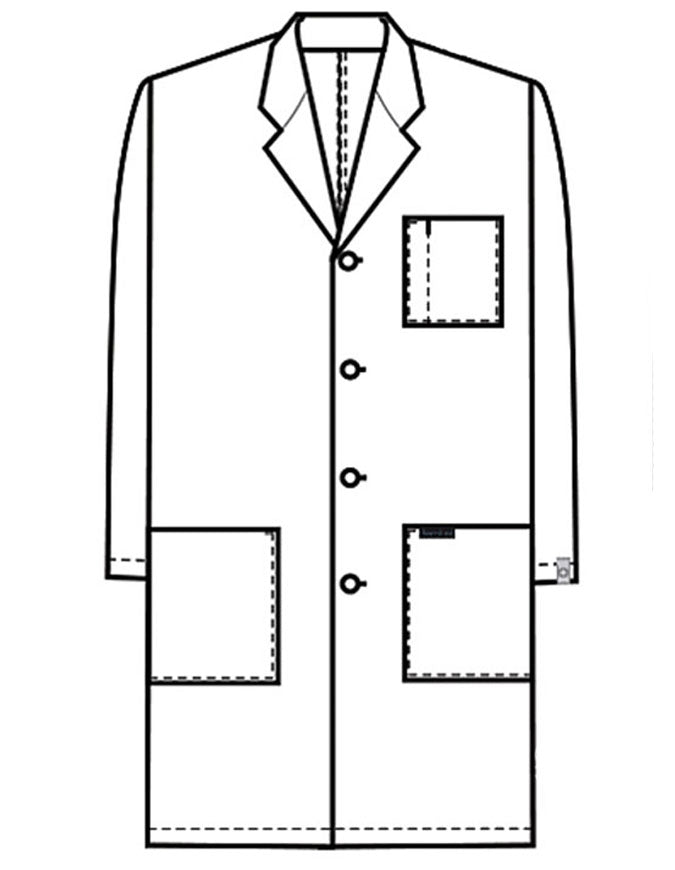 40 Inch Three Pockets Free Embroidery Unisex Long Laboratory Coat - White