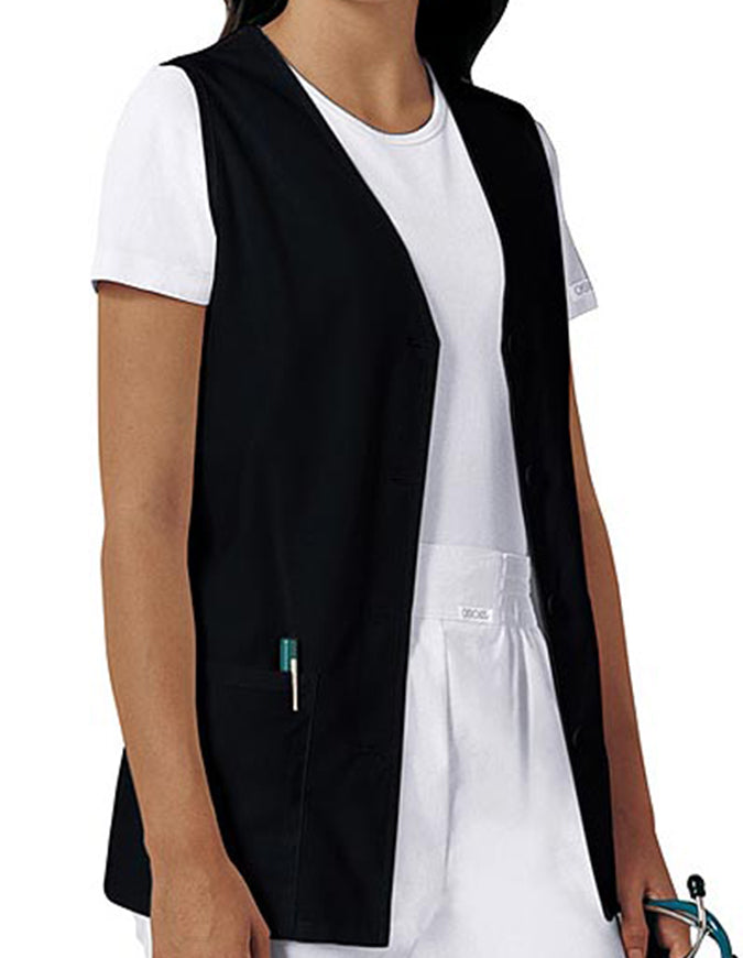 Cherokee 29 Inch Women's Button Front Nurse Vest - Black