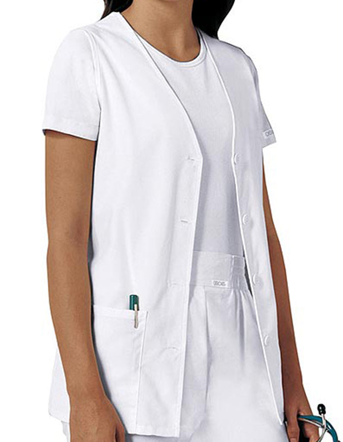 Cherokee 29 Inch Women's Button Front Nurse Vest - White