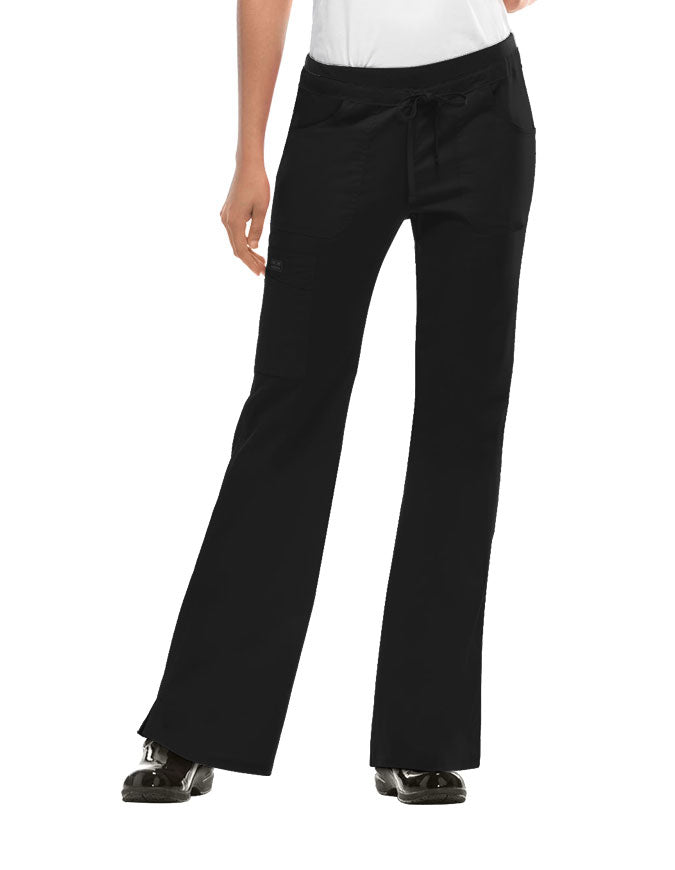 Cherokee WorkWear Women's Junior Flare Drawstring Petite Scrub Pants - Black