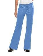 Cherokee WorkWear Women's Junior Flare Drawstring Petite Scrub Pants - Ciel