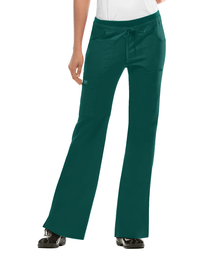 Cherokee WorkWear Women's Junior Flare Drawstring Petite Scrub Pants - Hunter Green