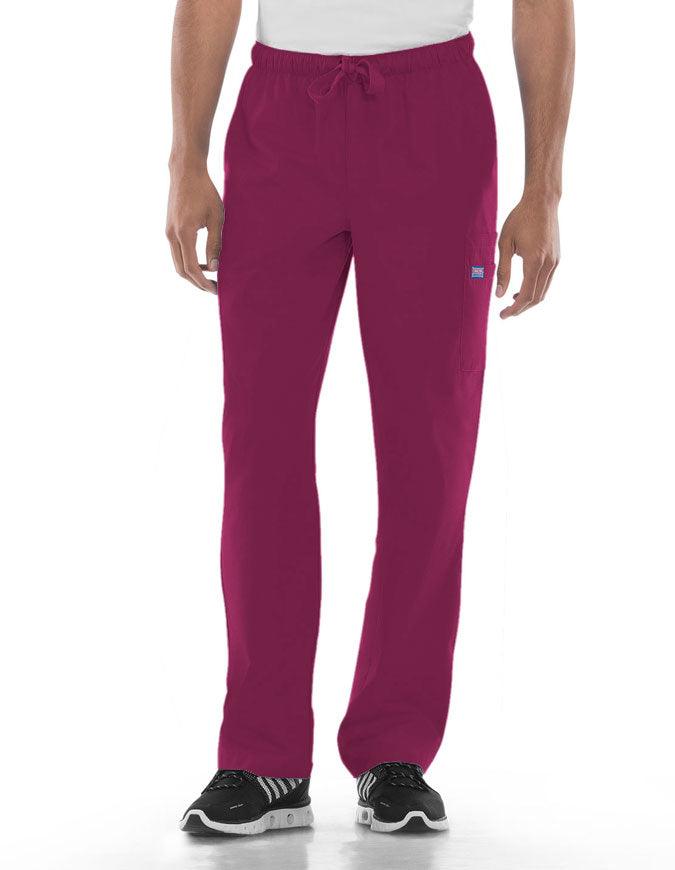 Cherokee Workwear Men's Drawstring Cargo Petite Scrub Pant - Wine