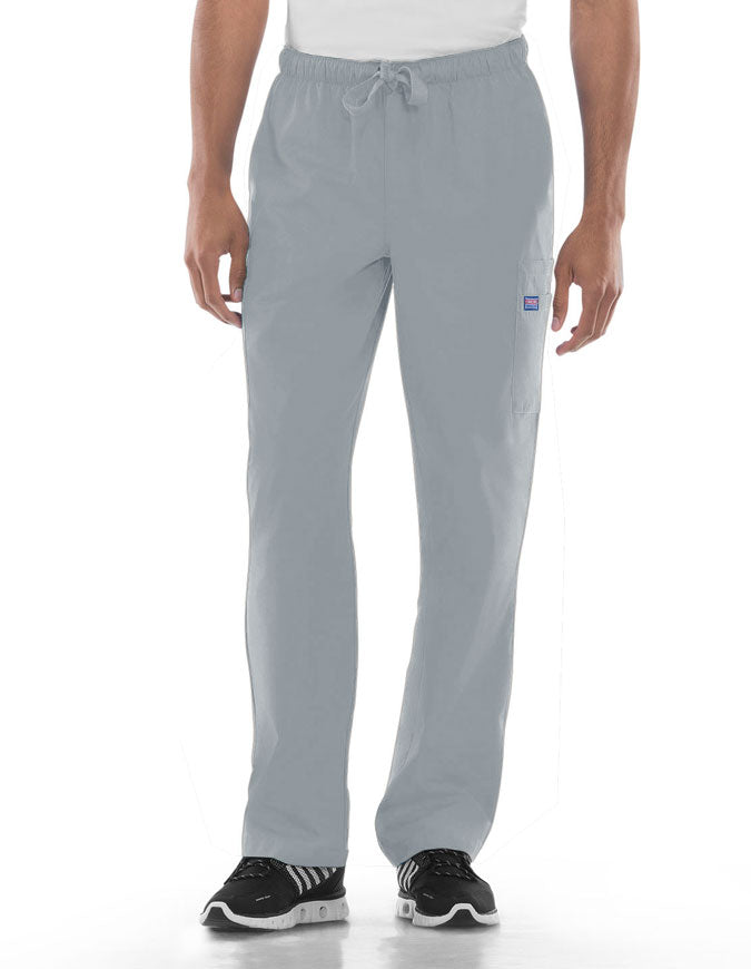 Cherokee Workwear Men's Drawstring Cargo Tall Scrub Pant Grey