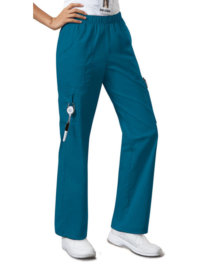 Cherokee WorkWear Women's Straight Leg Petite Scrub Carribean Blue