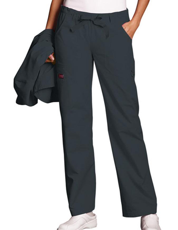 Cherokee Workwear Women Petite Drawstring Scrub Pants - Pewter