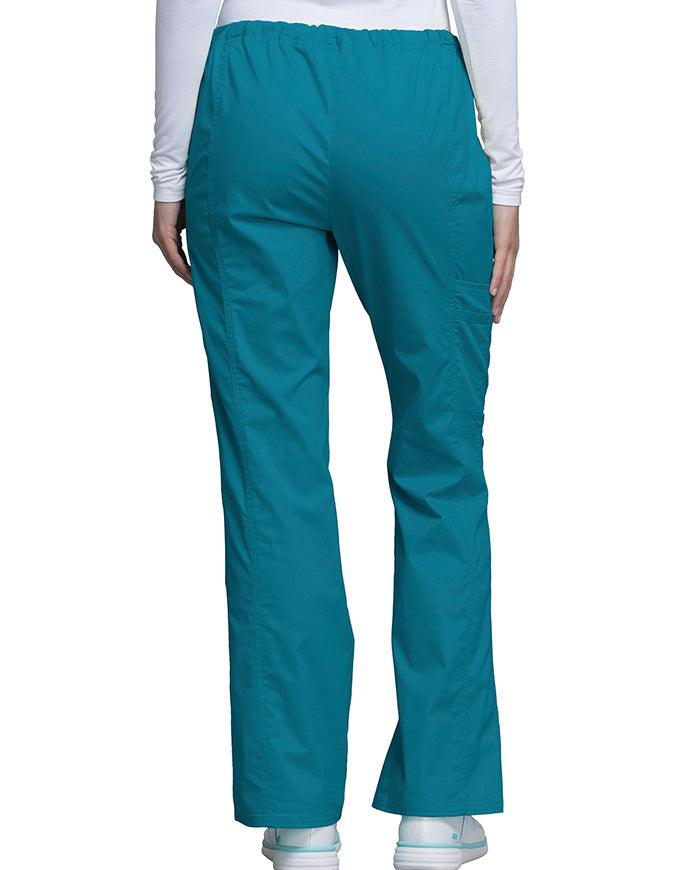 Cherokee Workwear Womens Petite Drawstring Pants - Caribbean Blue