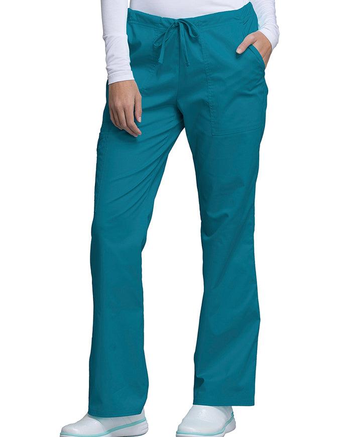 Cherokee Workwear Womens Petite Drawstring Pants - Caribbean Blue