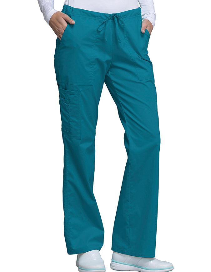 Cherokee Workwear Womens Petite Drawstring Pants - Caribbean Blue