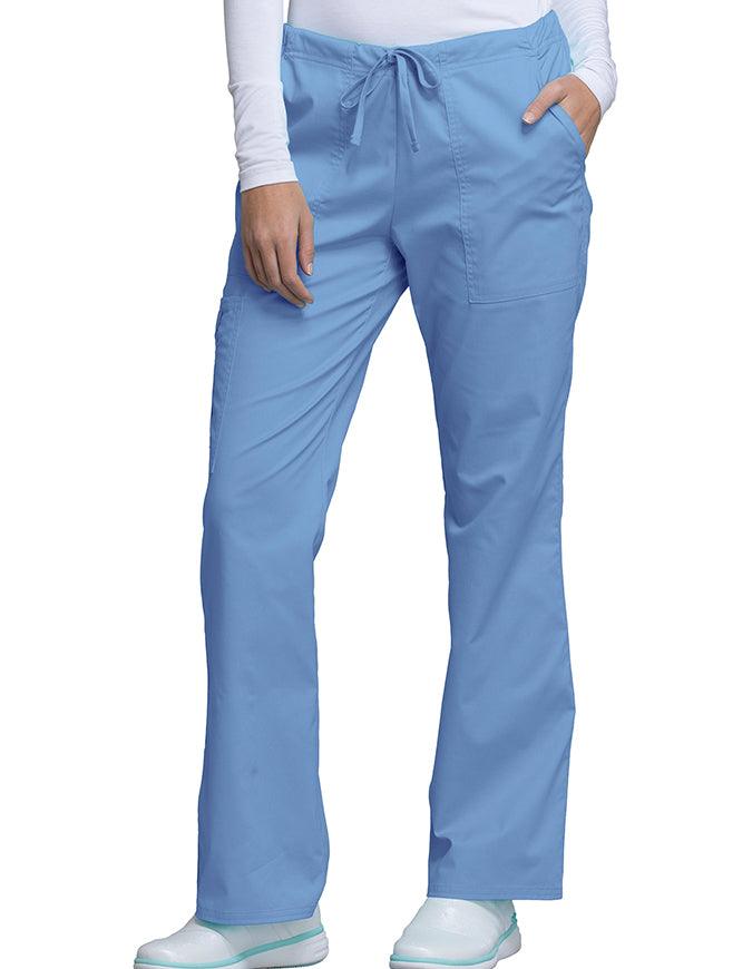 Cherokee Workwear Womens Petite Drawstring Pants - Ciel Blue