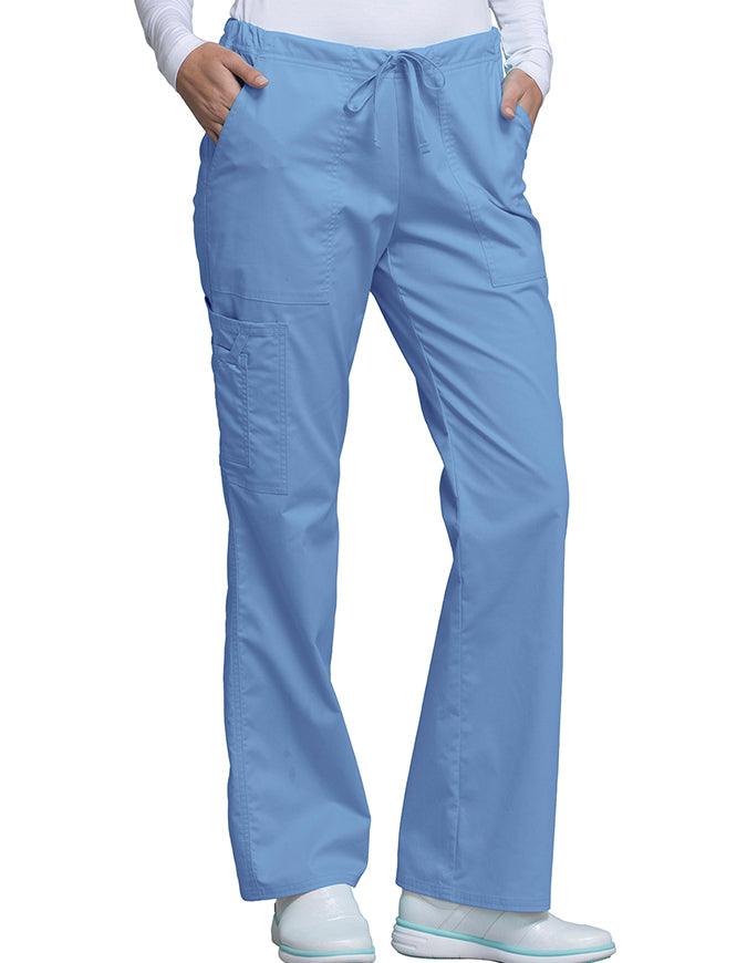 Cherokee Workwear Womens Petite Drawstring Pants - Ciel Blue