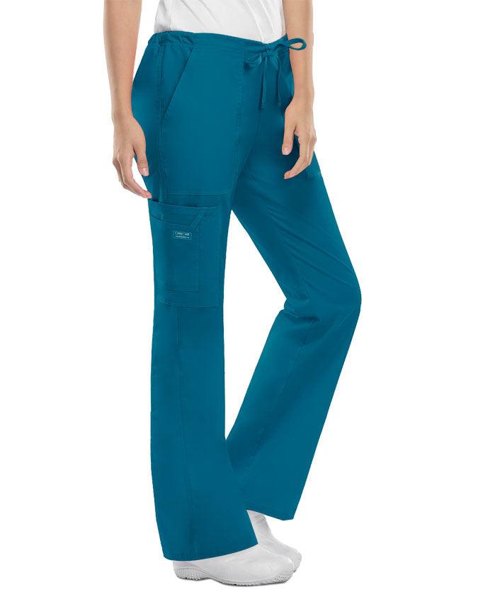 Cherokee Workwear Womens Petite Drawstring Pants - Caribbean Blue