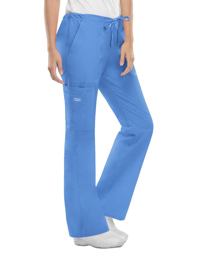 Cherokee Workwear Womens Petite Drawstring Pants - Ciel Blue