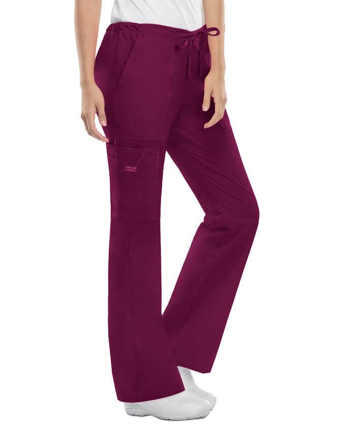 Cherokee Workwear Womens Petite Drawstring Pants - Wine