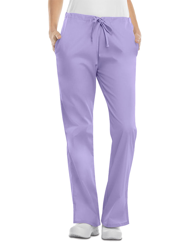 Cherokee Workwear 31 Inch Womens Drawstring Low Rise Flare Leg Pant - Orchid